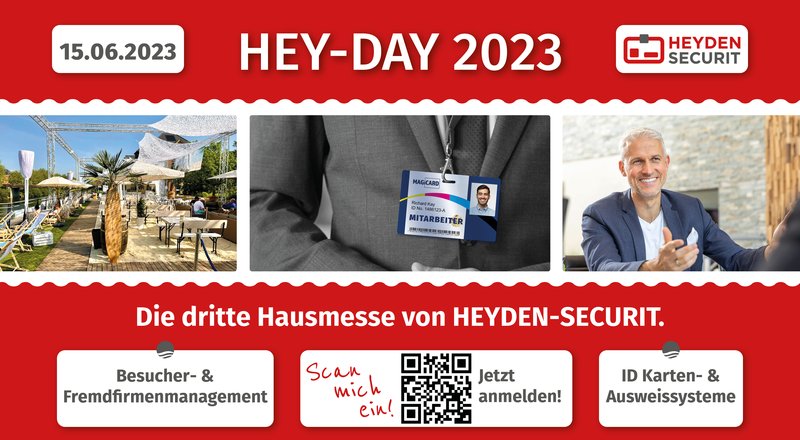Jetzt noch Tickets für den HEY-DAY am 15. Juni in Emsdetten (Restaurant und Isendorfer Hausbrauerei Dieckmann) sichern. Foto/Grafik: HEYDEN-SECURIT