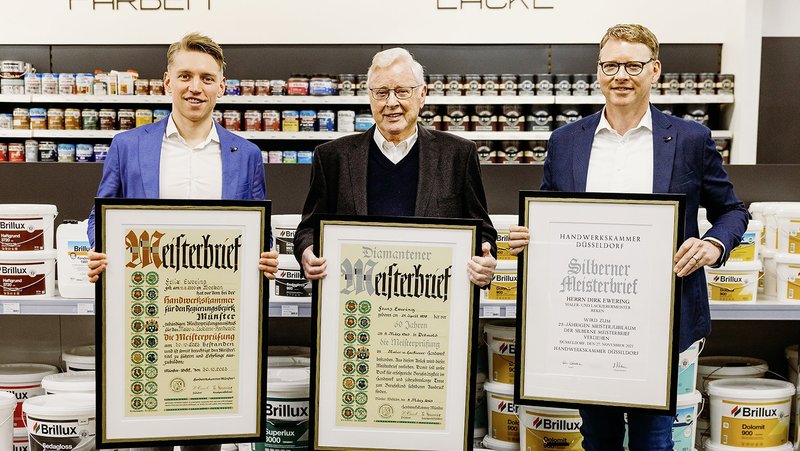 Drei Meister-Generationen (von links): Felix, Franz und Dirk Ewering. Foto: Ewering GmbH