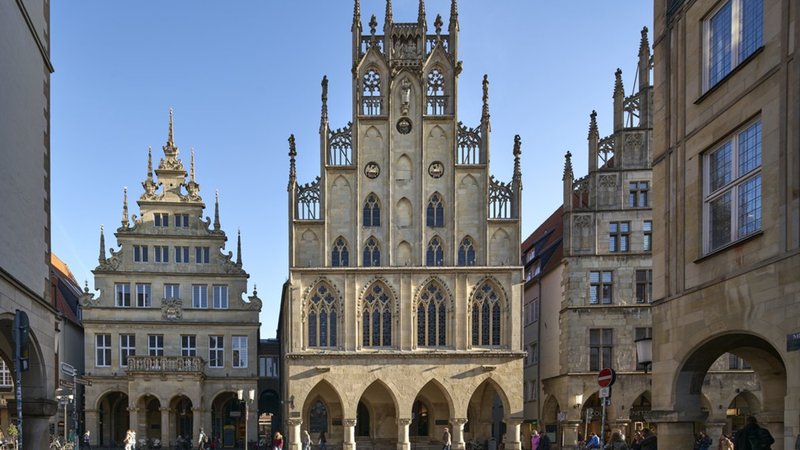 Blick auf das Rathaus in Münster. Foto: Philipp Fölting / Münsterland e.V.
